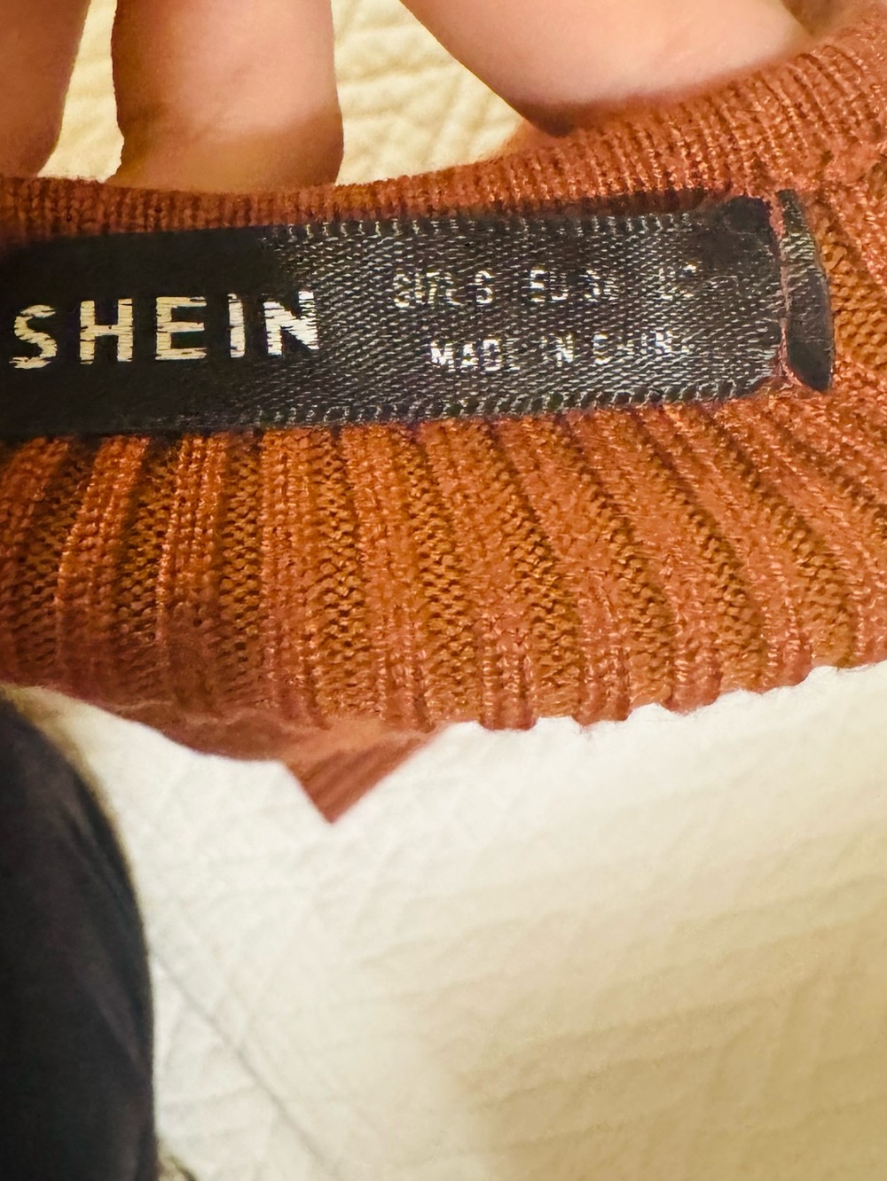 👑 Size Small SHEIN Ribbed Halter Crop Top - Rust Brown - Picture 3 of 8